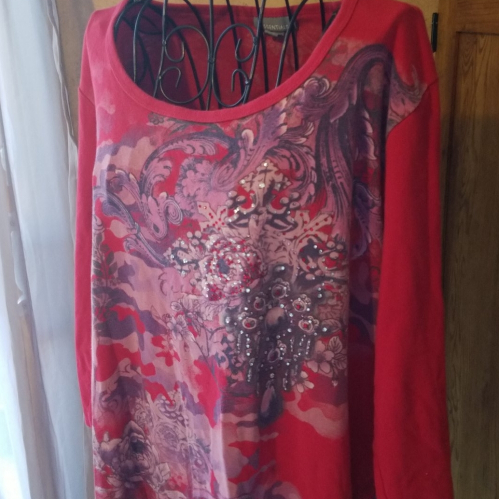Cool Red Gem embellished edgy Top